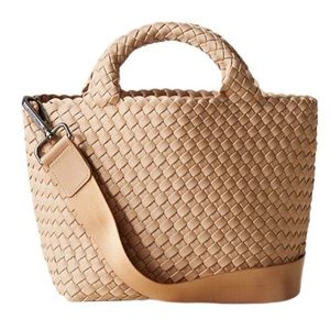 Naghedi Mini St Barths Tote in Camel - Woven Neoprene Purse